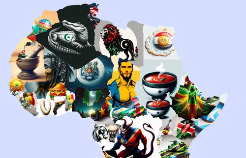 Map of africa with countries replaced by mnemonic images